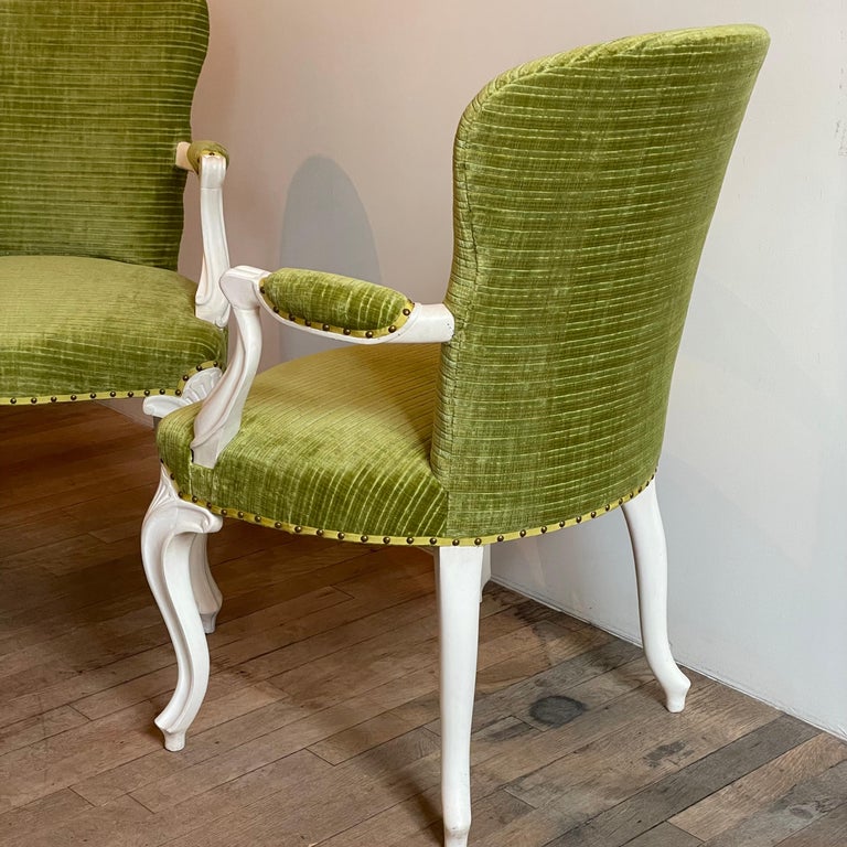 Pair of French Hepplewhite Painted Armchairs For Sale at 1stDibs