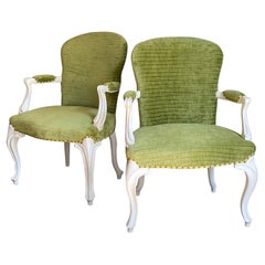 Coppia di poltrone francesi dipinte in bianco Hepplewhite