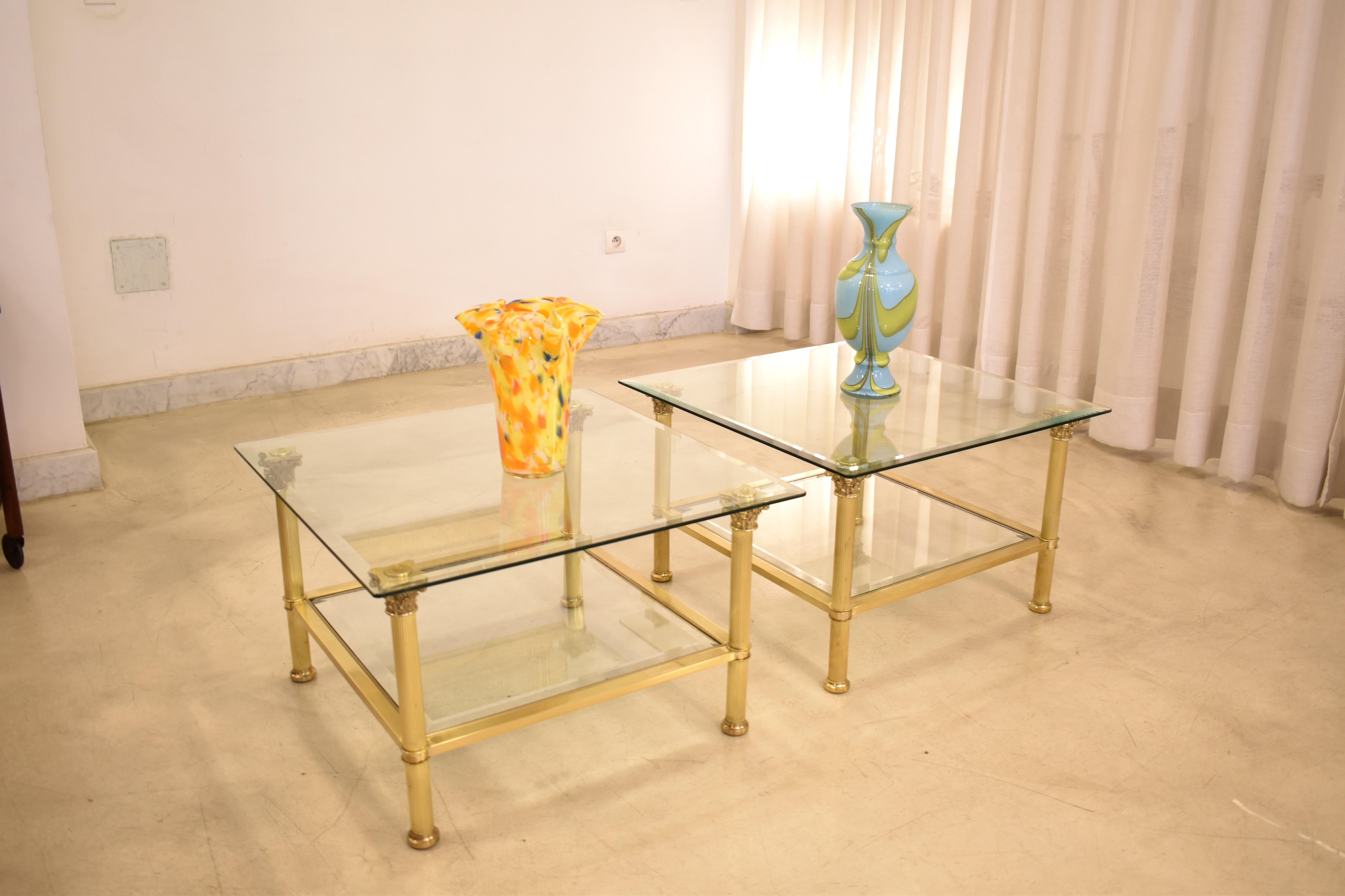Neoclassical Pair of French Hollywood Regenc Coffee Tables Attributed to Maison Jansen, 1980s For Sale