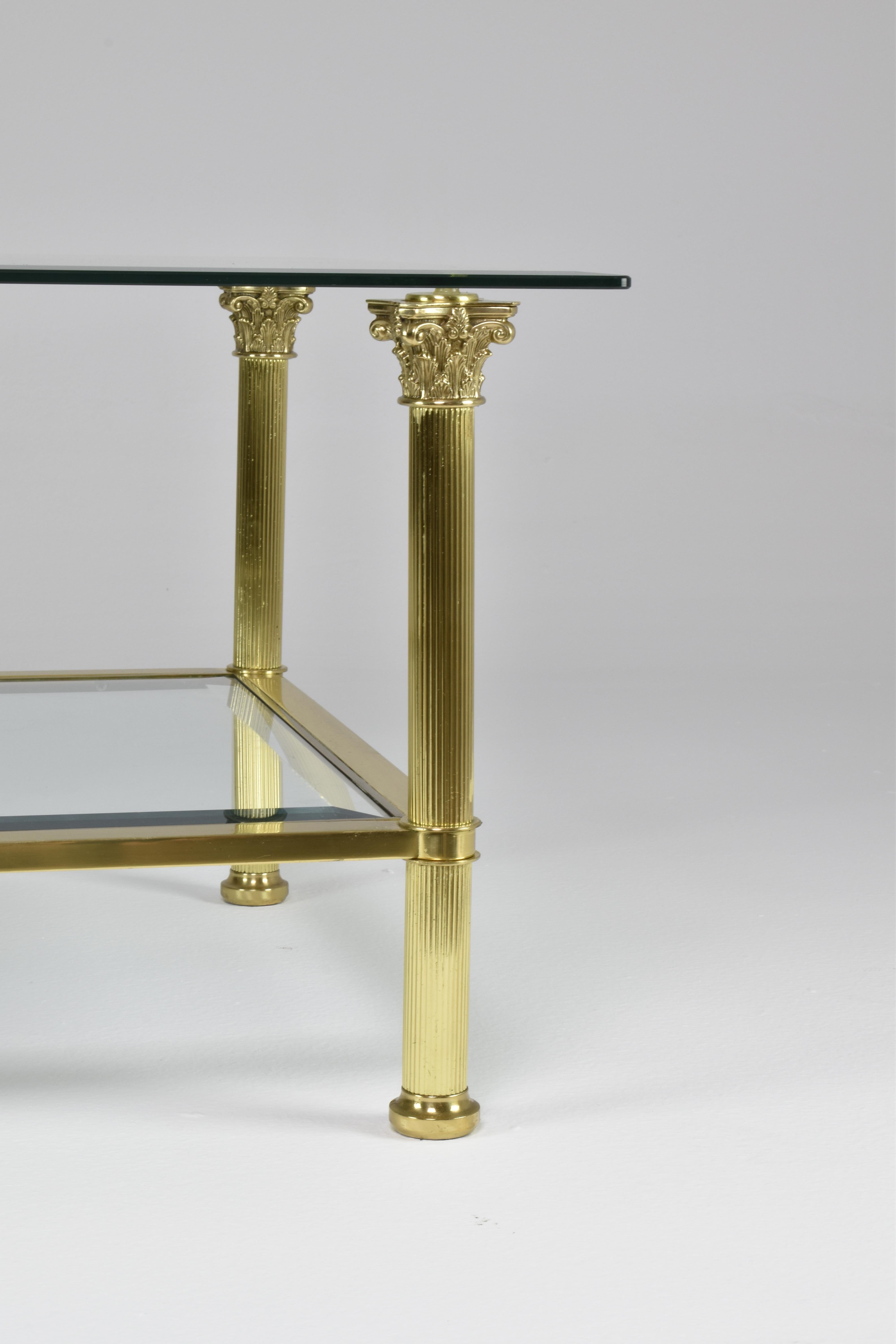 Pair of French Hollywood Regenc Coffee Tables Attributed to Maison Jansen, 1980s For Sale 1