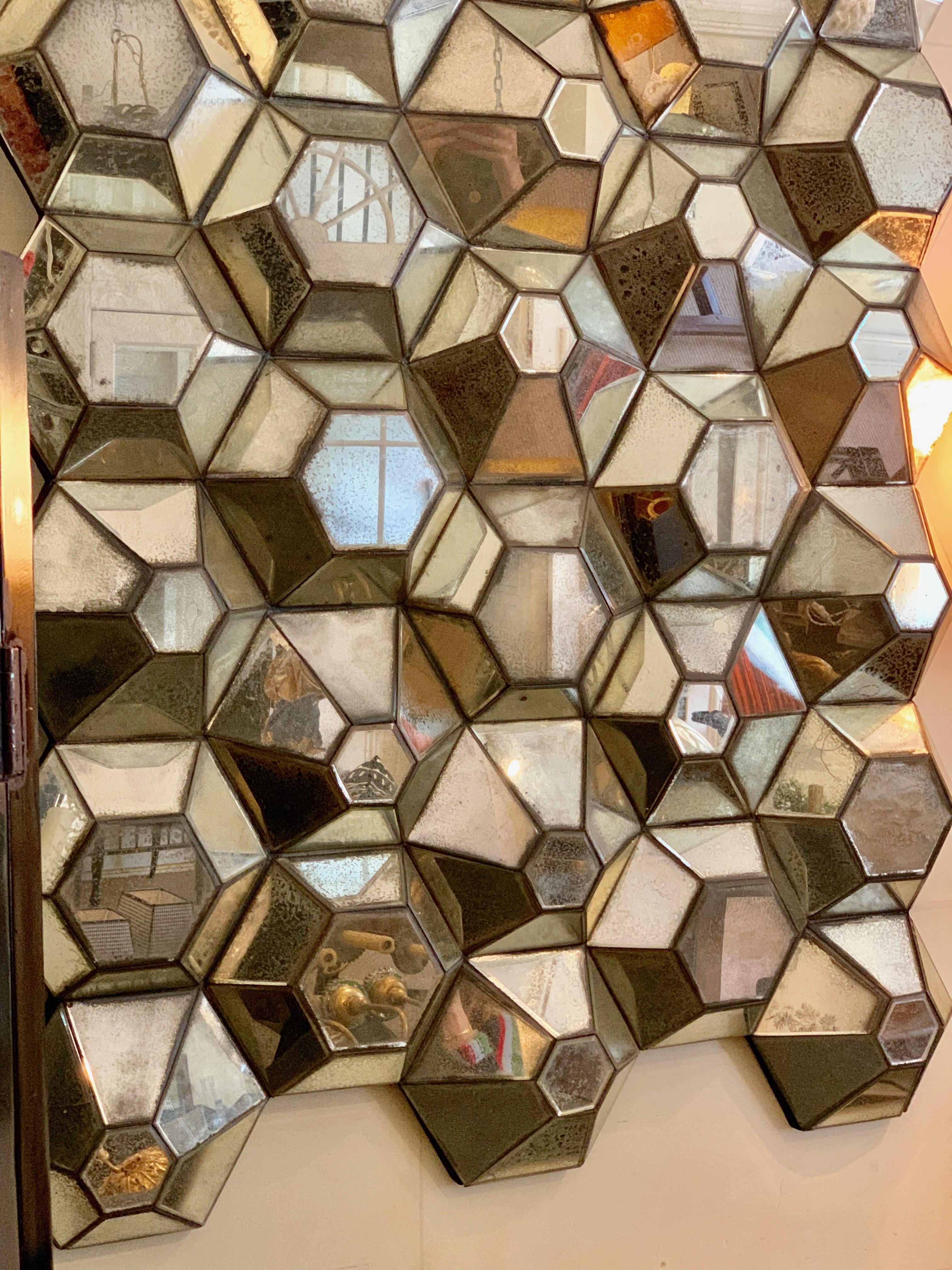 20th Century Pair of French Honeycomb Mirrors, circa 1980