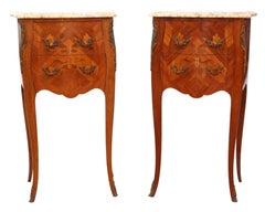 Pair of French Inlaid Marquetry Bedside Tables Cupboards