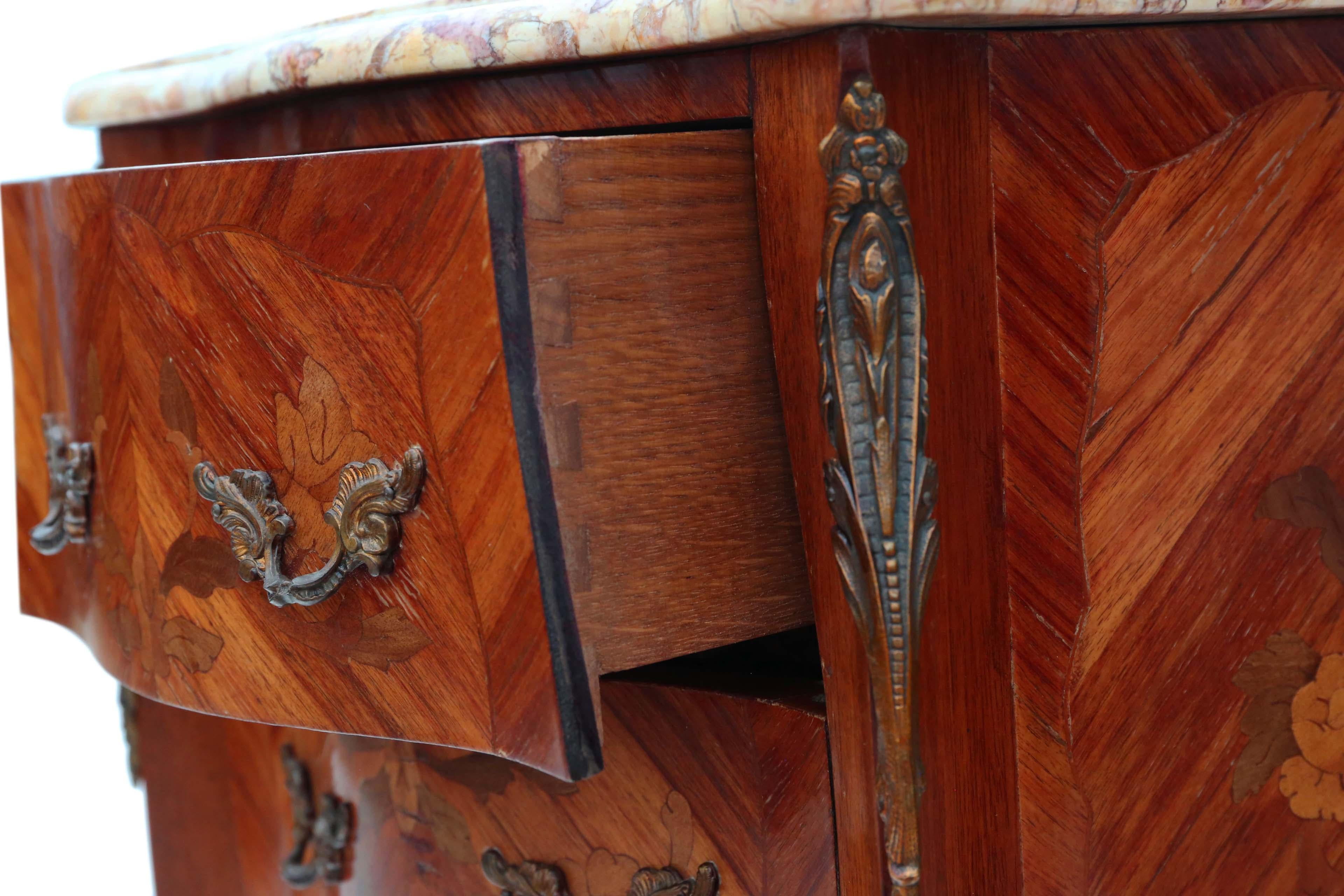 Pair of French Inlaid Marquetry Bedside Tables Cupboards 2