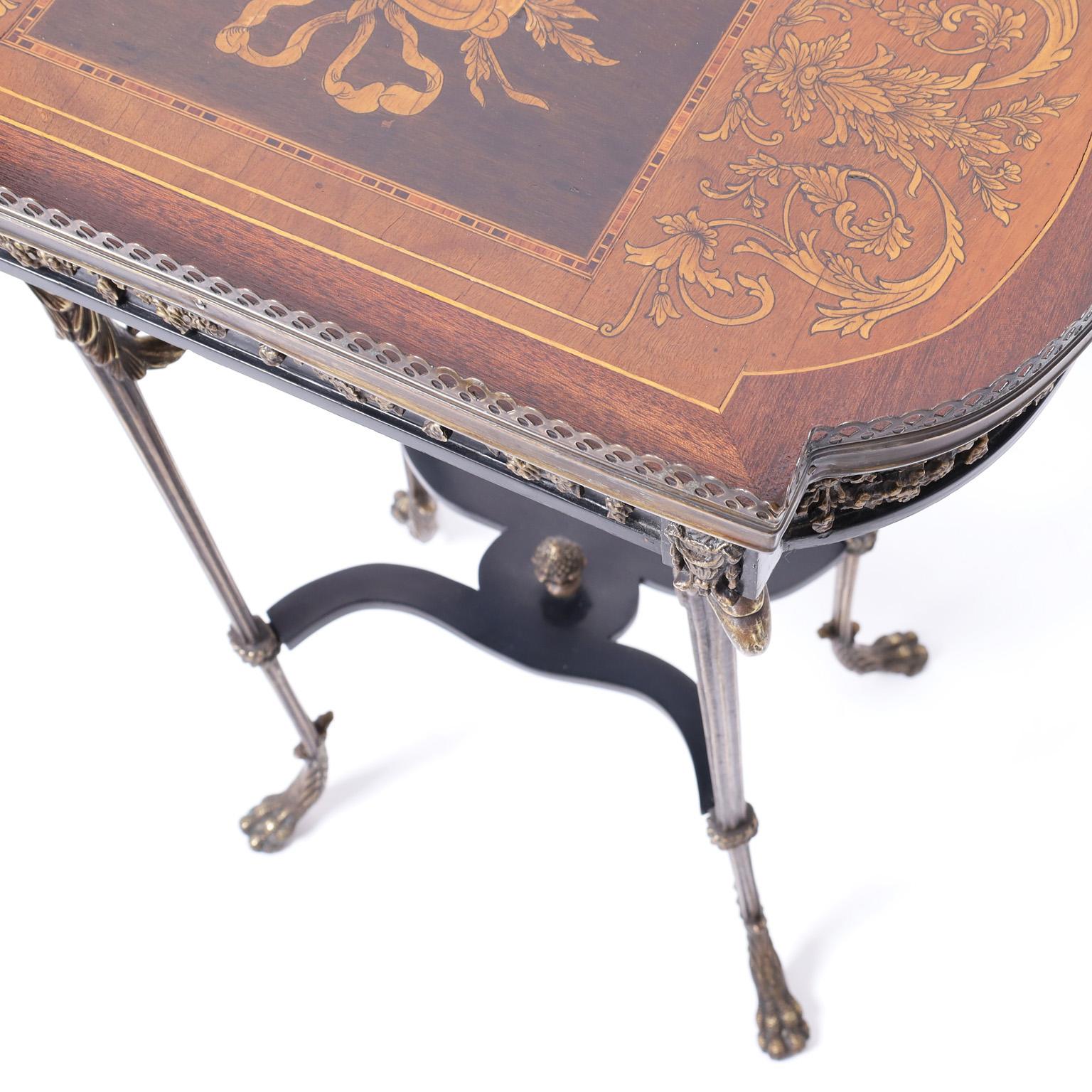 Kingwood Pair of French Inlaid Tables or Stands For Sale