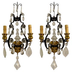 Pair of French Iron and Bronze Sconces