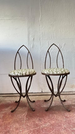 Pair of French iron architectural chairs, 1940s