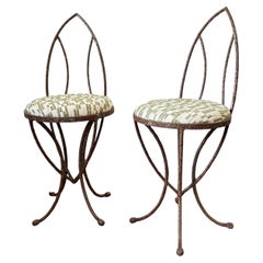 Pair of French iron architectural chairs, 1940s