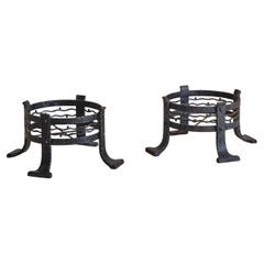 Pair of French Iron Art Nouveau Plant Stands