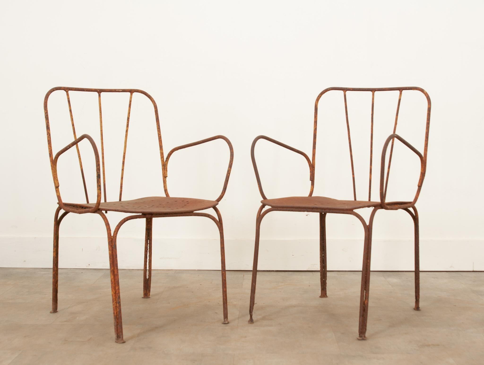 Pair of French Iron Bistro Chairs 4