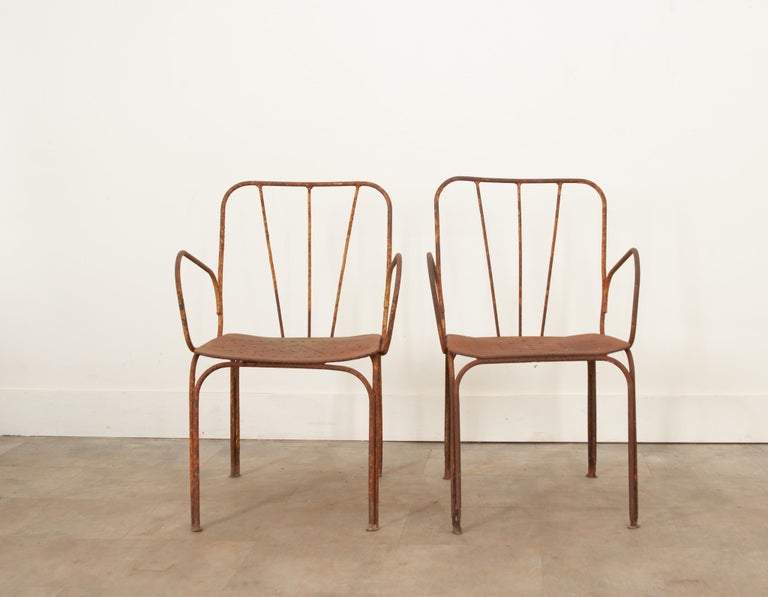 Pair of French Iron Bistro Chairs For Sale at 1stDibs