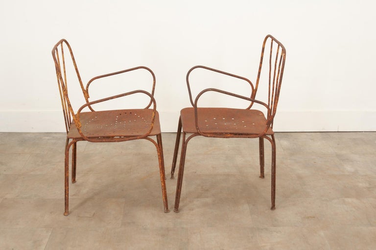 Pair of French Iron Bistro Chairs For Sale at 1stDibs