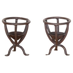 Pair of French Iron Candleholders