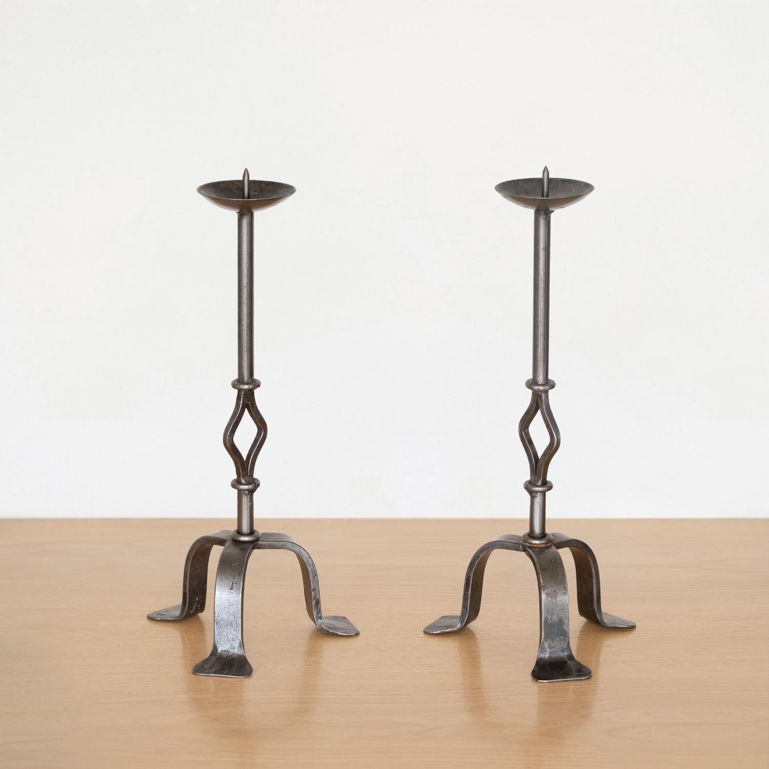 Pair of French Iron Candlesticks In Good Condition For Sale In Los Angeles, CA