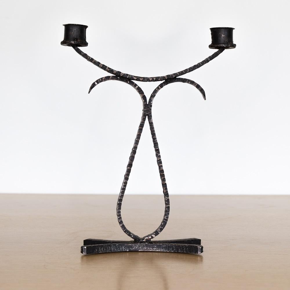 20th Century Pair of French Iron Candlesticks For Sale