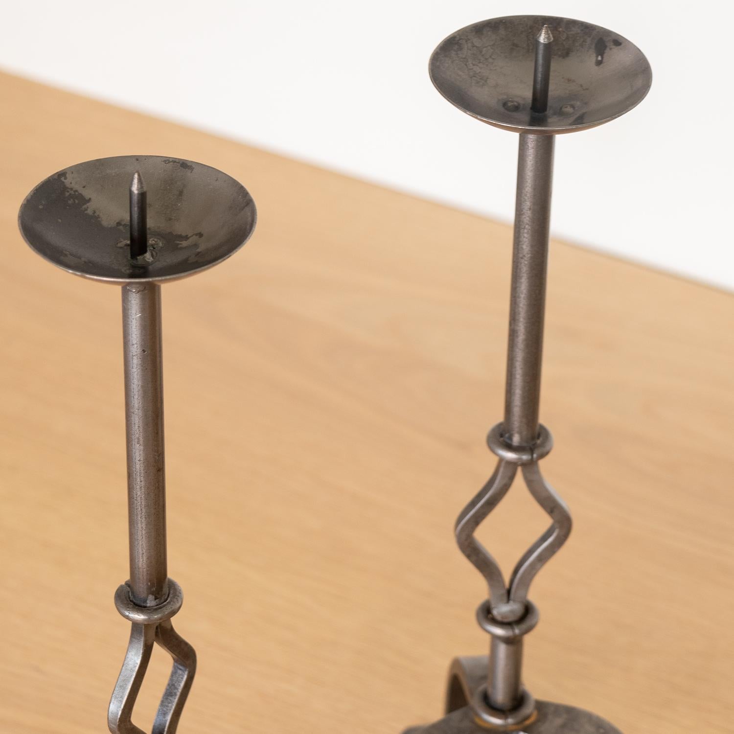 Pair of French Iron Candlesticks For Sale 1