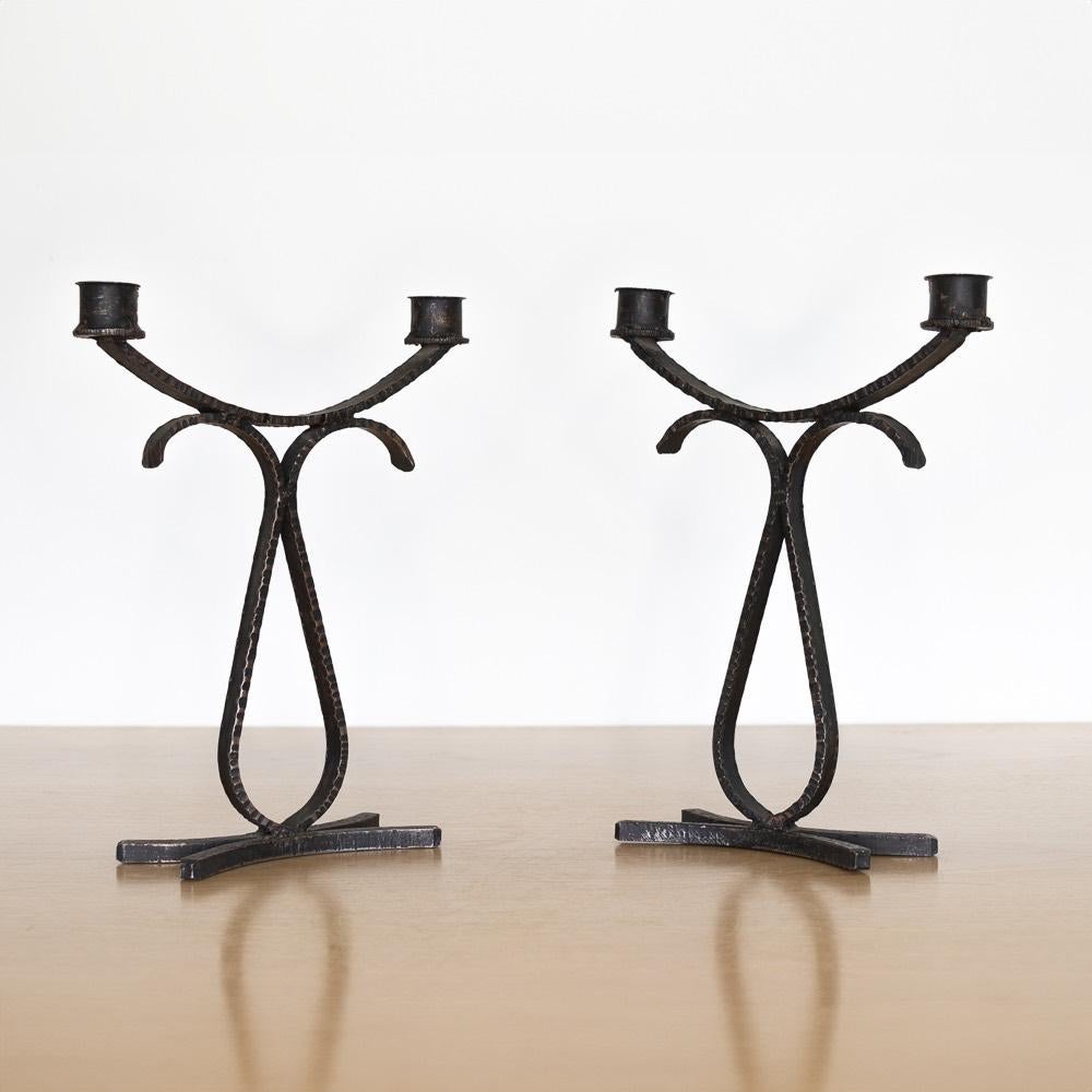 Pair of French Iron Candlesticks 1