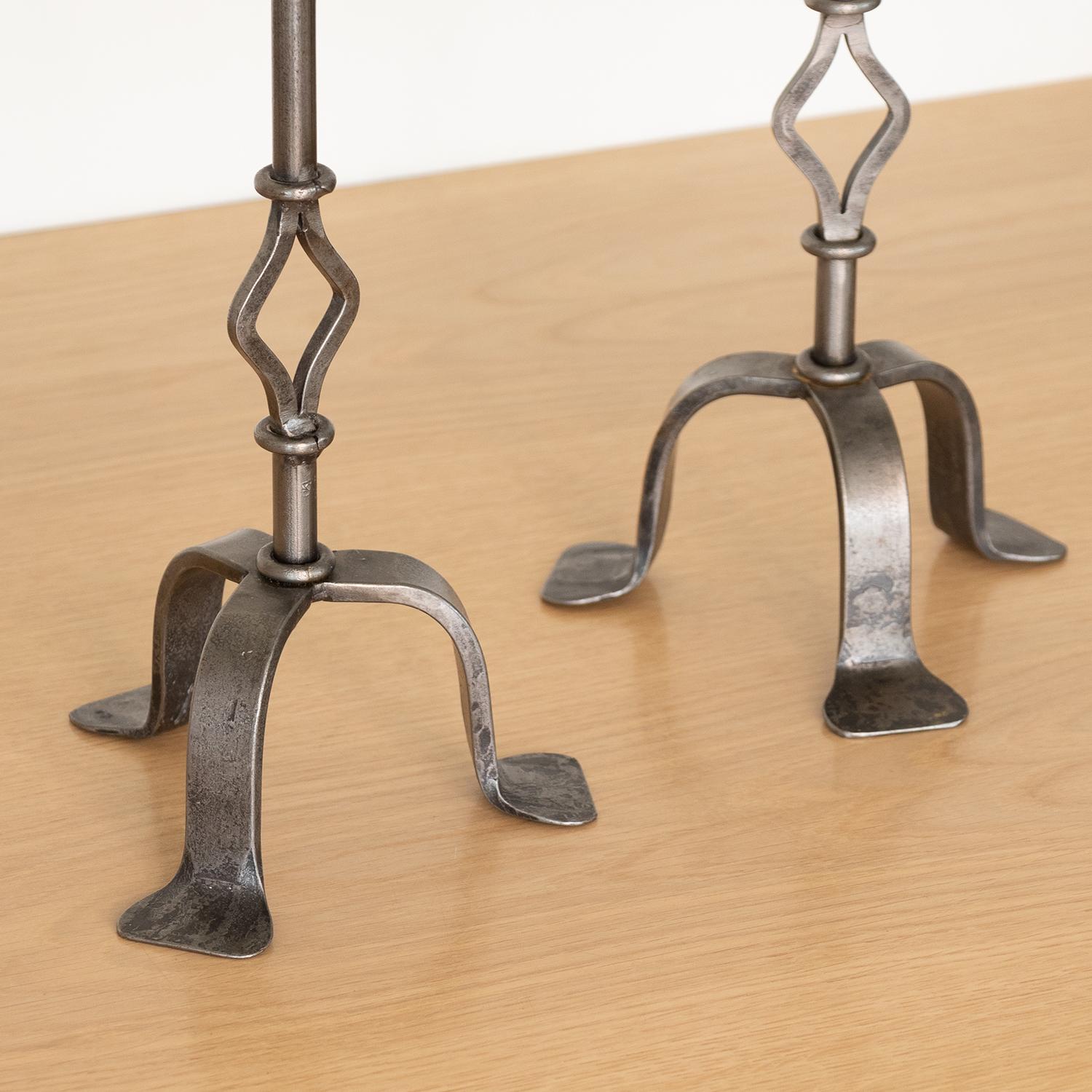 Pair of French Iron Candlesticks For Sale 2