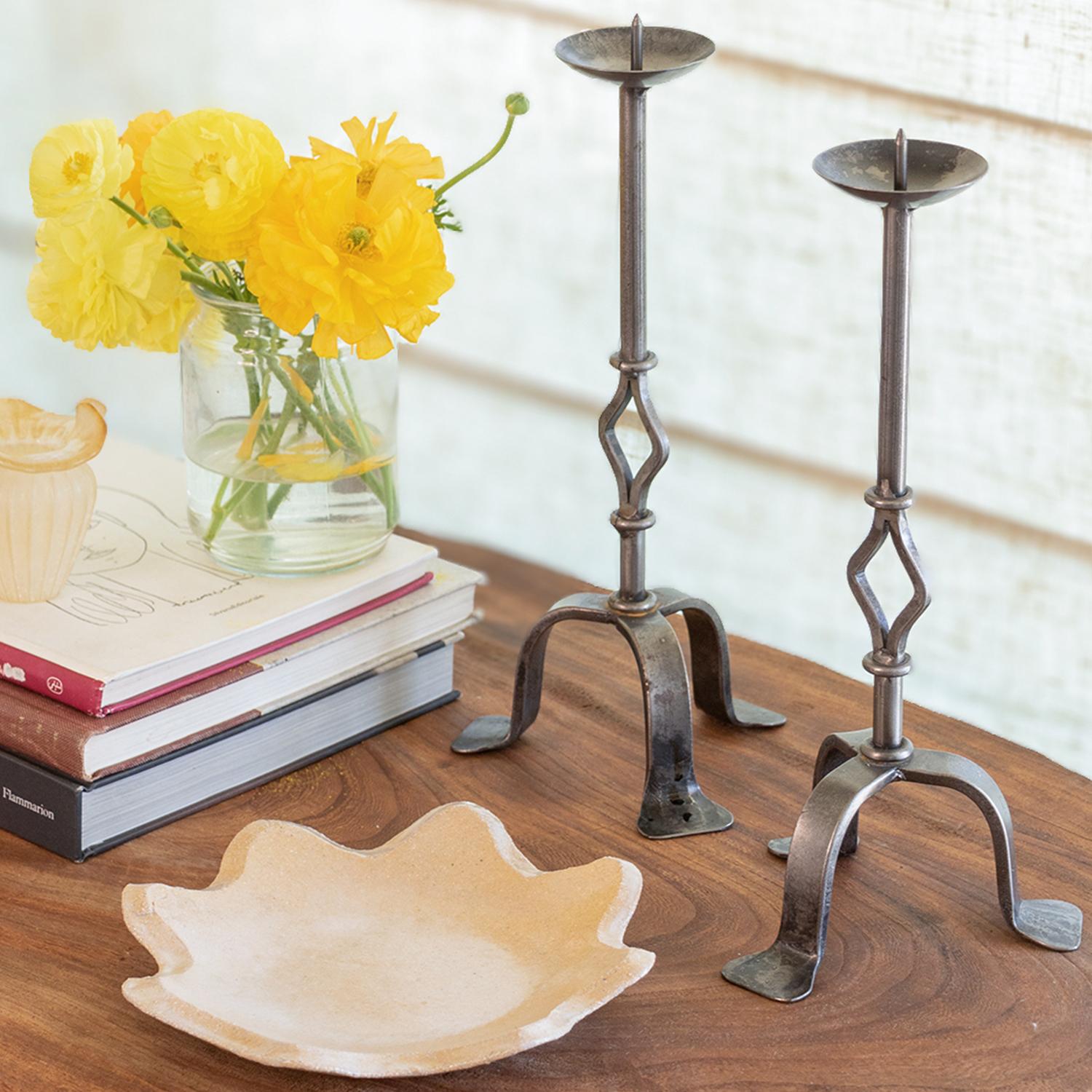 Pair of French Iron Candlesticks For Sale 3