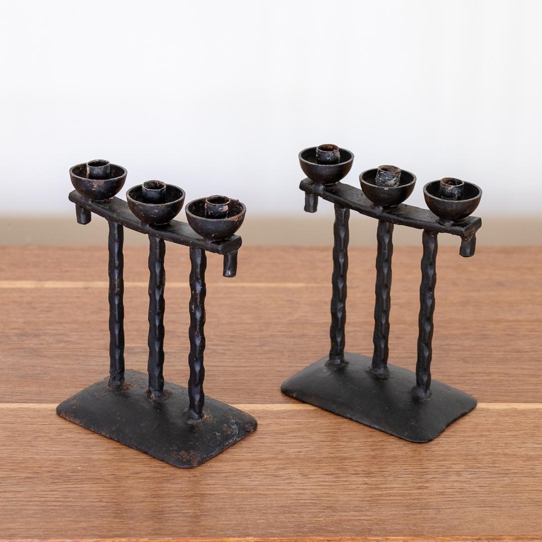 Pair of French Iron Candlesticks 5