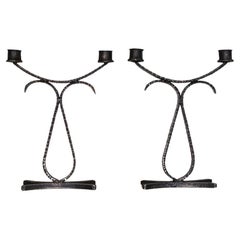 Used Pair of French Iron Candlesticks