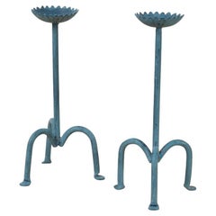 Pair of French Iron Candlesticks