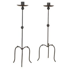 Pair of French Iron Candlesticks