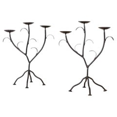Pair of French Iron Candlesticks