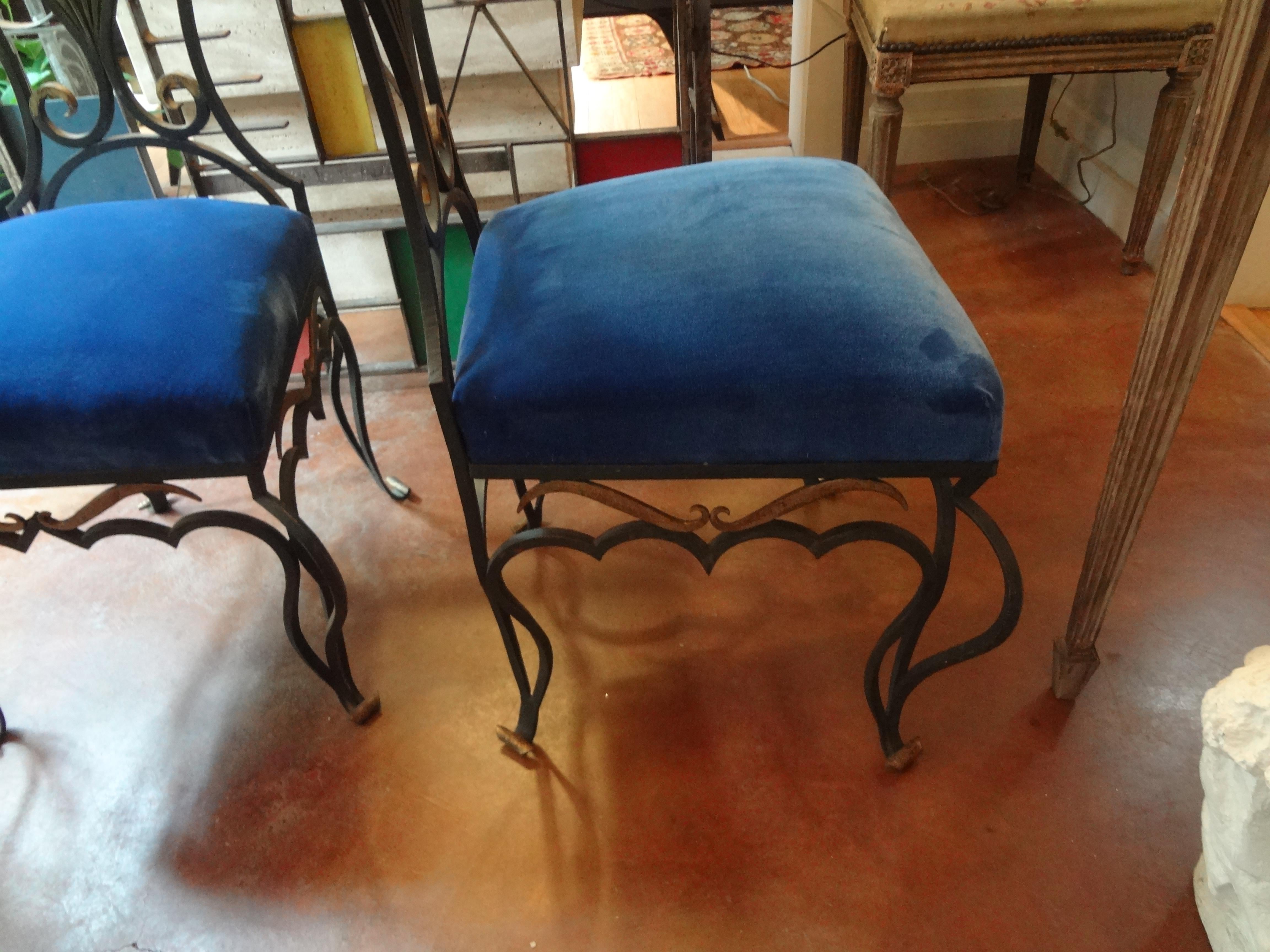 Pair of French Iron Chairs Attributed to Jean-Charles Moreux In Good Condition For Sale In Houston, TX