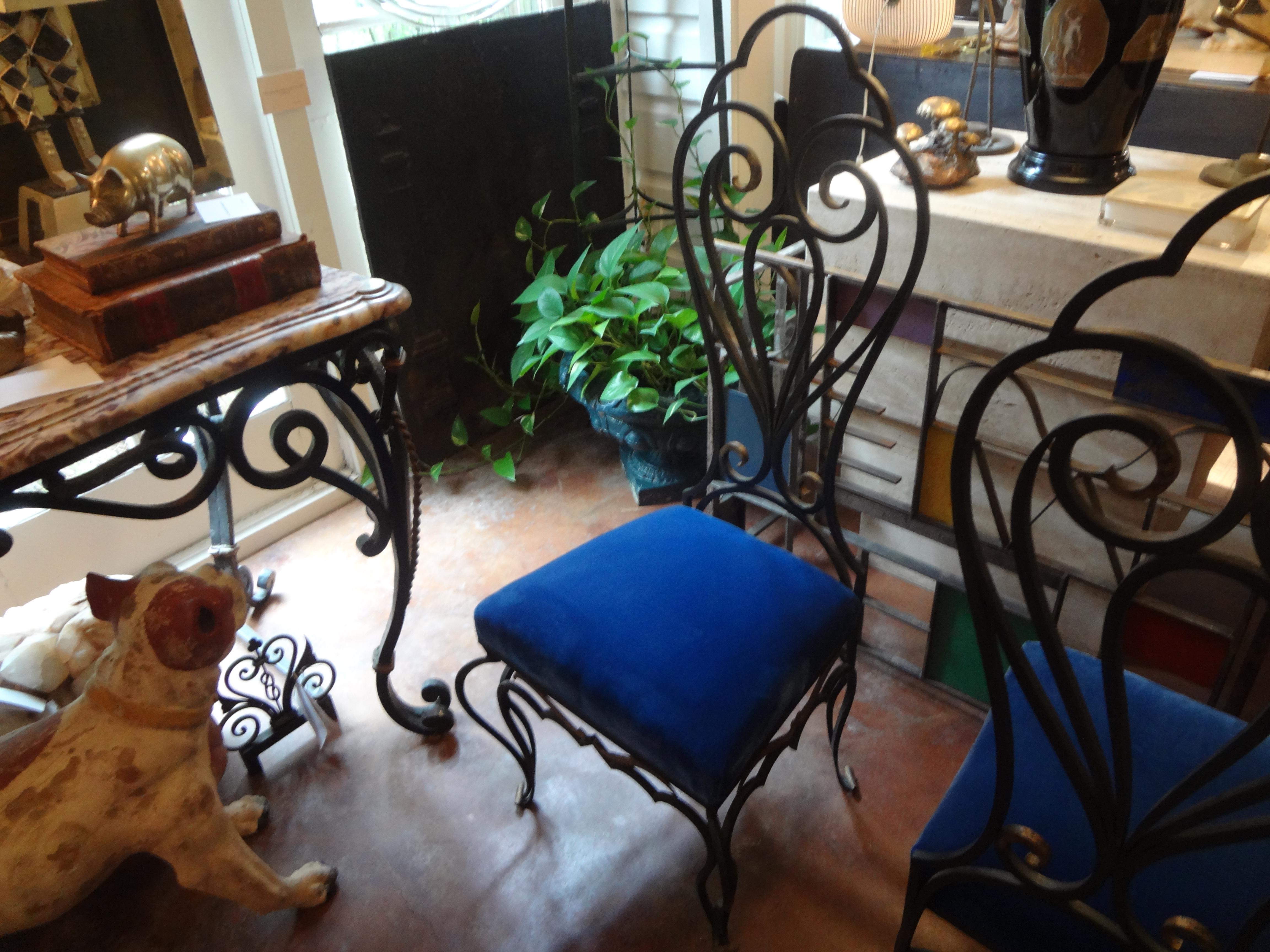 Pair of French Iron Chairs Attributed to Jean-Charles Moreux For Sale 2