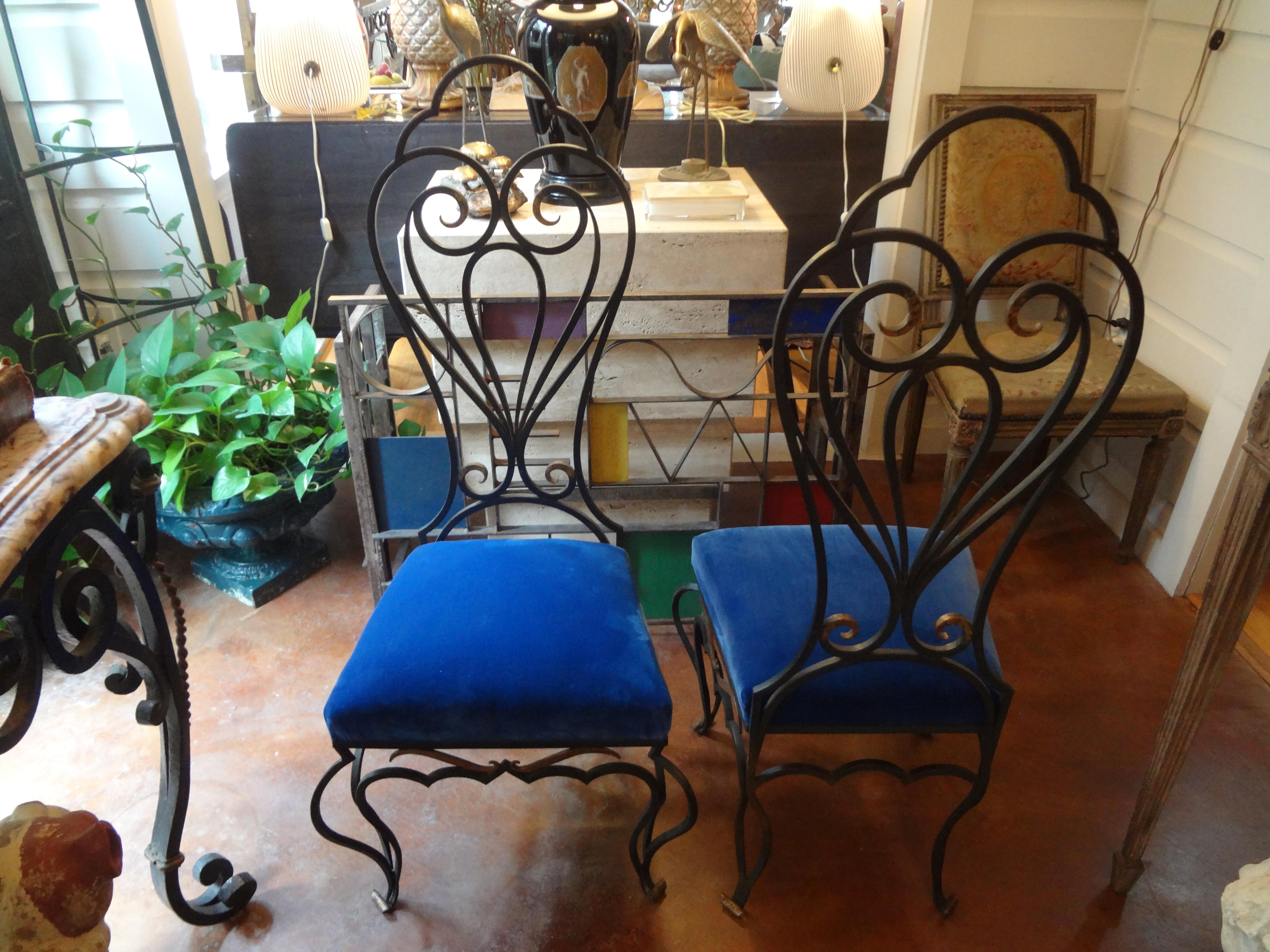 Pair of French Iron Chairs Attributed to Jean-Charles Moreux For Sale 3