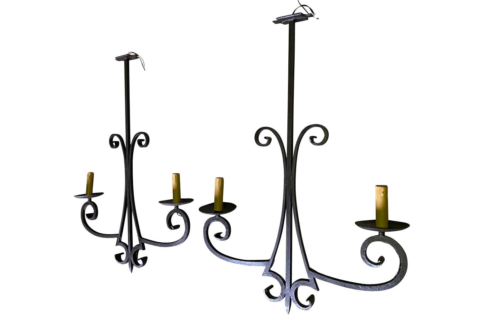 Pair of French Iron Chandeliers For Sale 1