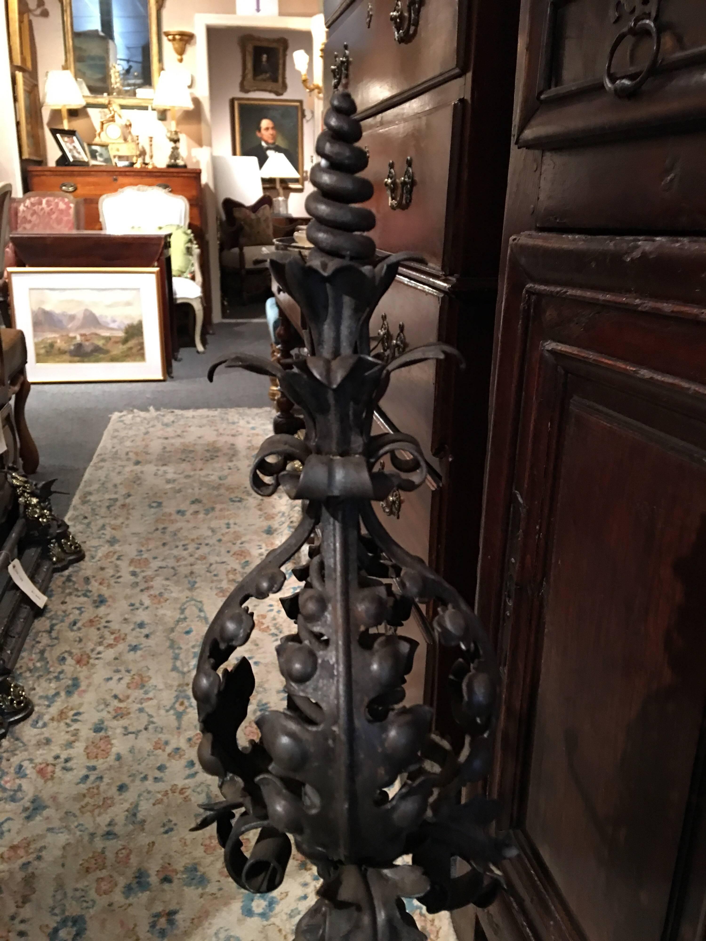Pair of French Iron Chenets or Andirons, 19th Century In Good Condition For Sale In Savannah, GA
