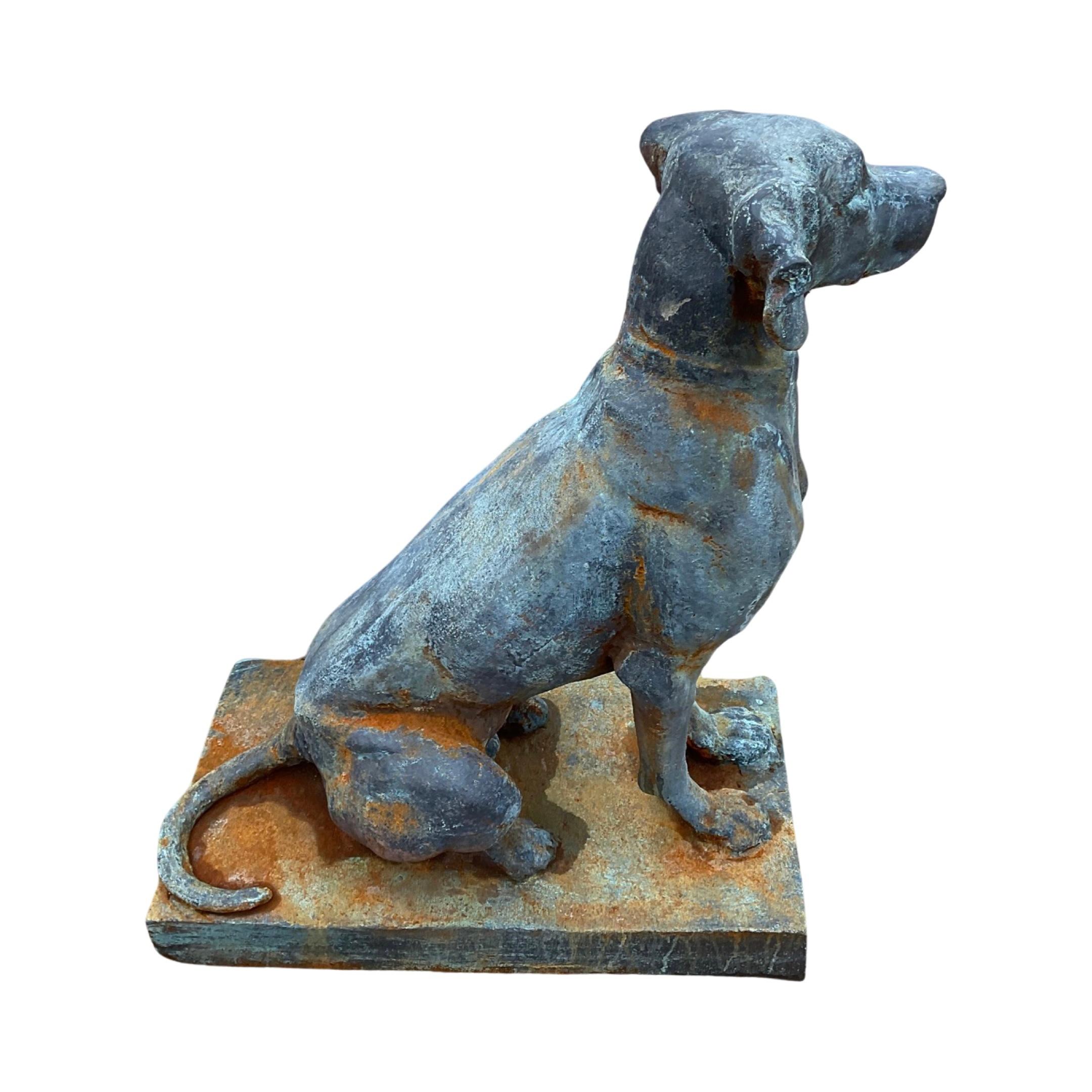 19th Century Pair of French Iron Dog Sculptures For Sale