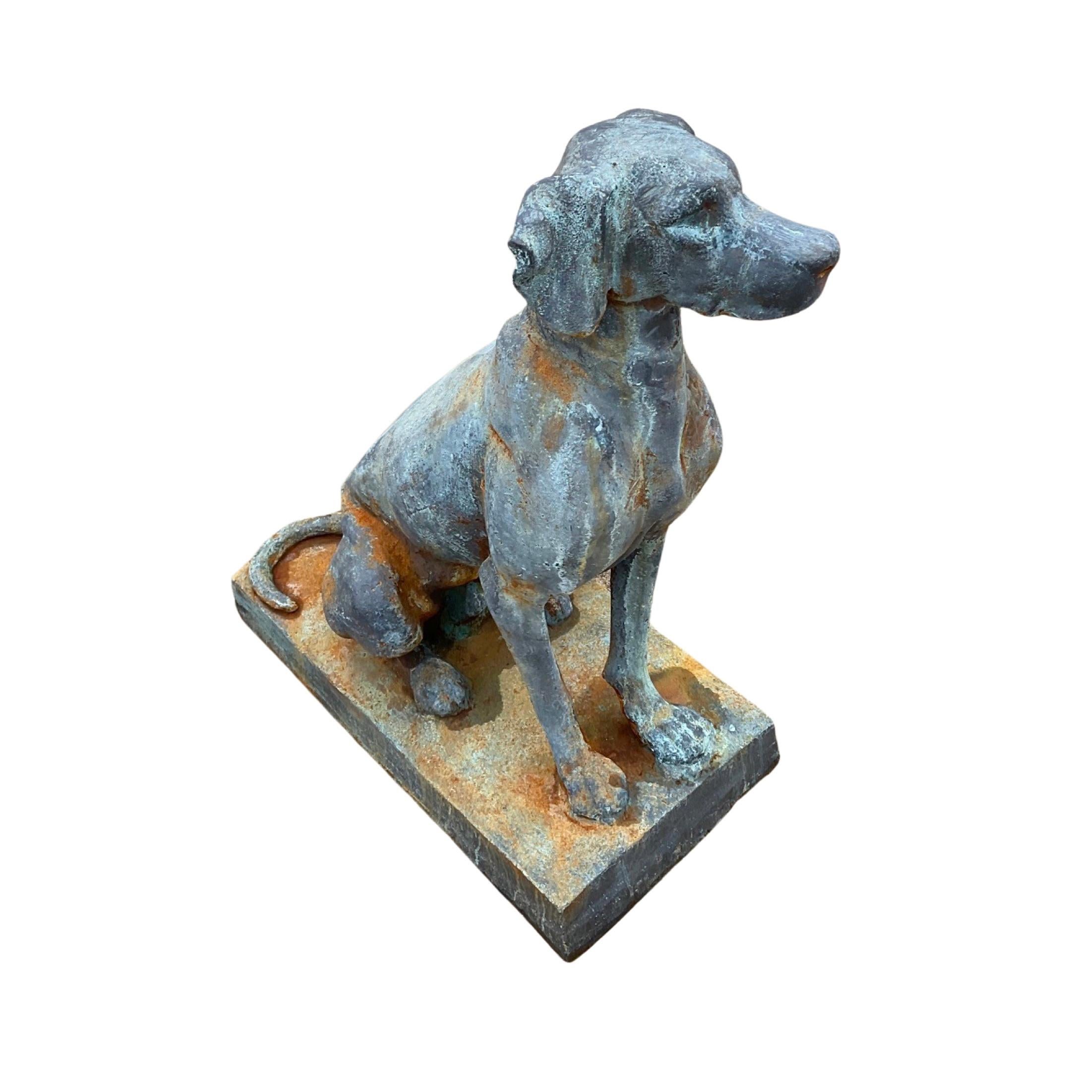 Pair of French Iron Dog Sculptures For Sale 1