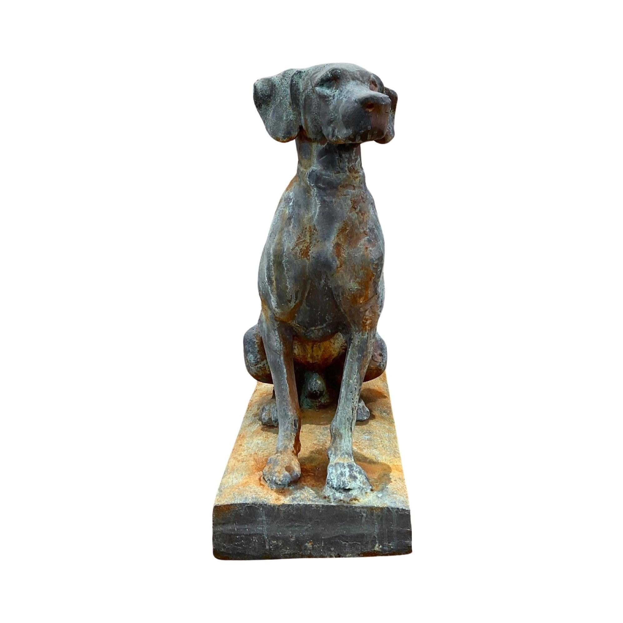 Pair of French Iron Dog Sculptures For Sale 2