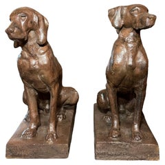 Pair of French Iron Dog Sculptures Pair of French Iron Dog Sculptures