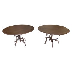 Pair of French Iron Faux Bois Garden Dining Tables