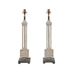 Pair of French Iron Fragment Table Lamps from 20th Century