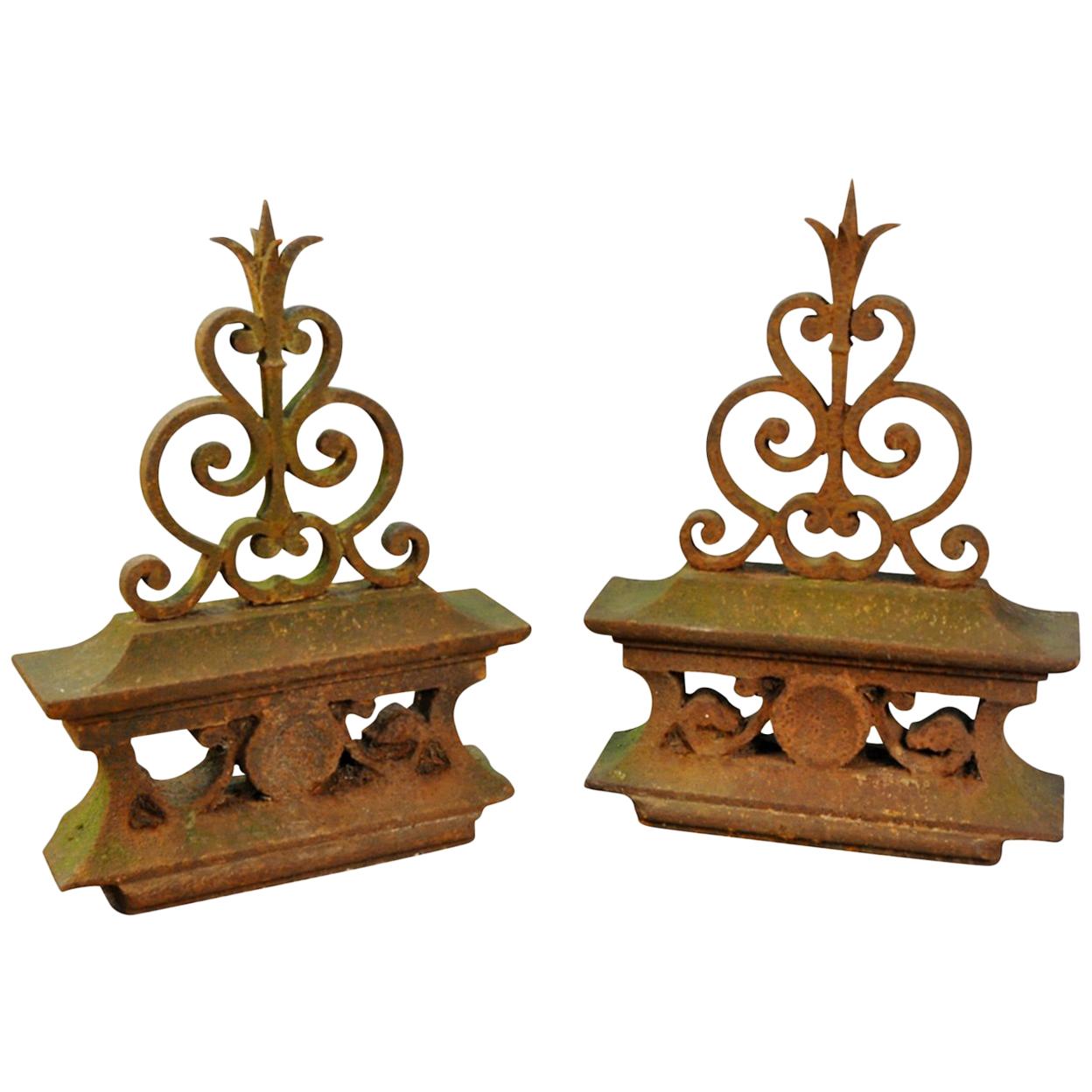 Pair of French Iron Fragments, Finials