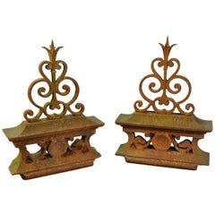 Pair of French Iron Fragments, Finials