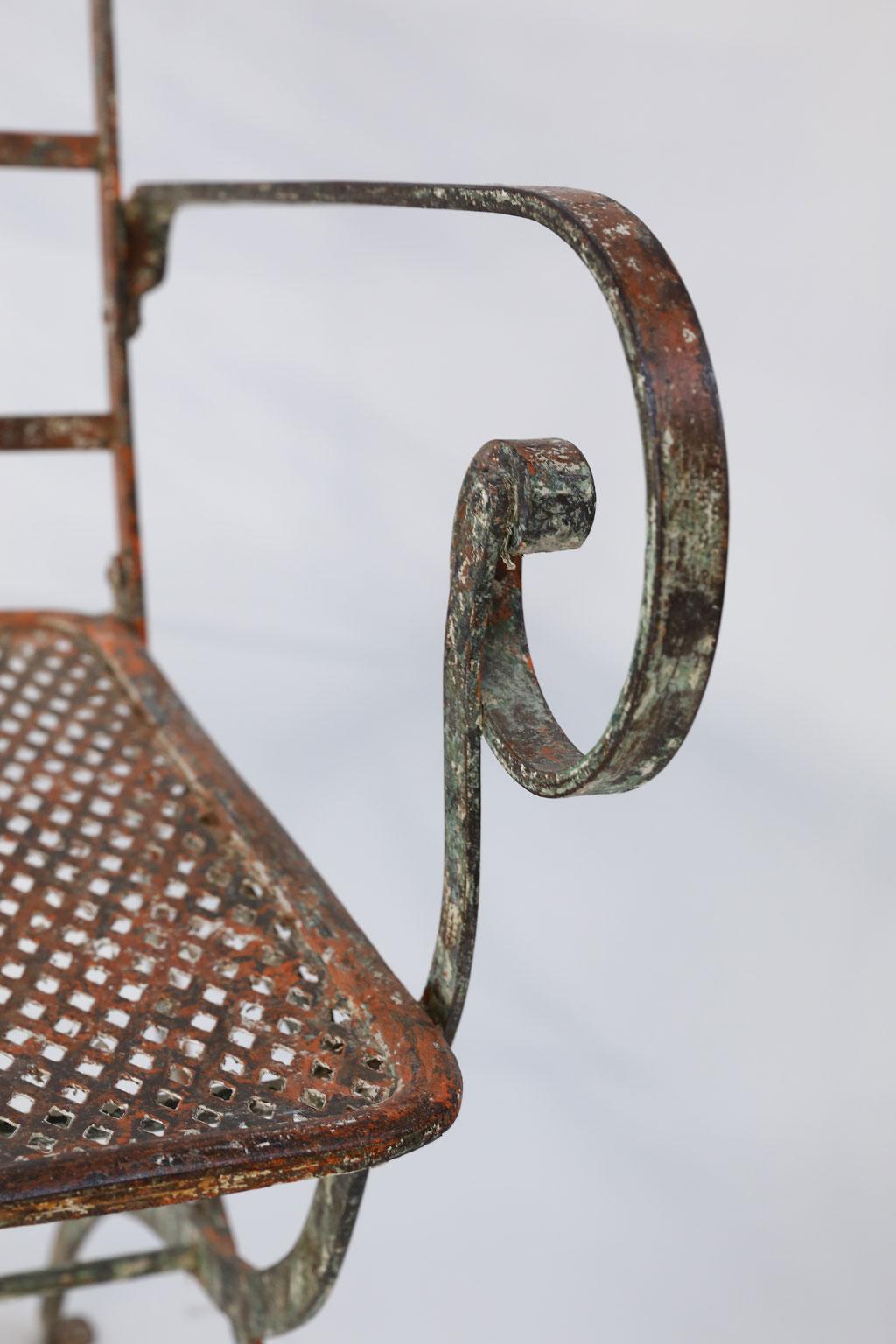 Early 20th Century Pair of French Iron Garden Chairs