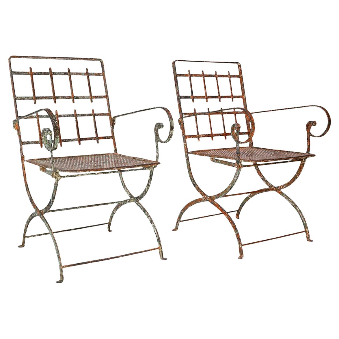 Pair of French Iron Garden Chairs