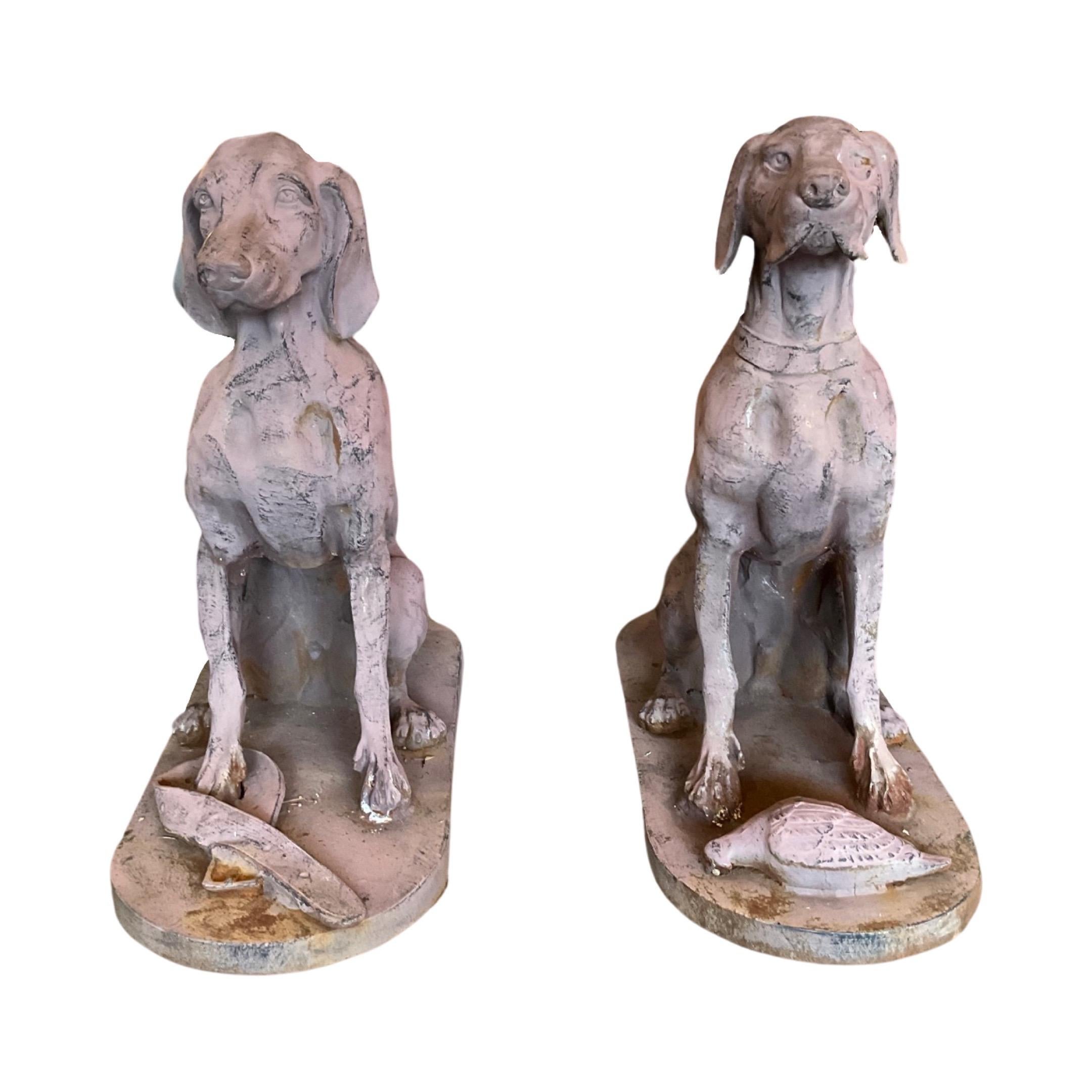 19th Century Pair of French Iron Labrador Retriever Sculptures For Sale