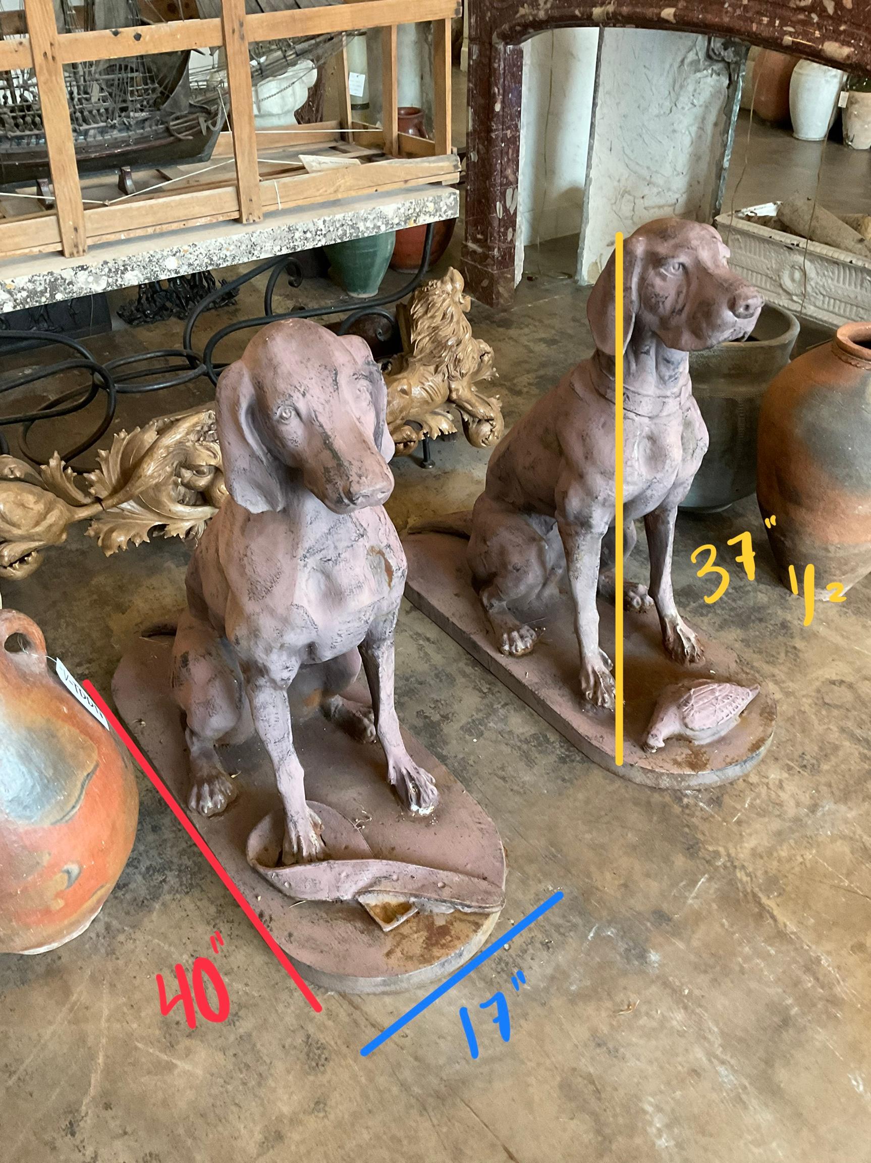 Pair of French Iron Labrador Retriever Sculptures For Sale 2