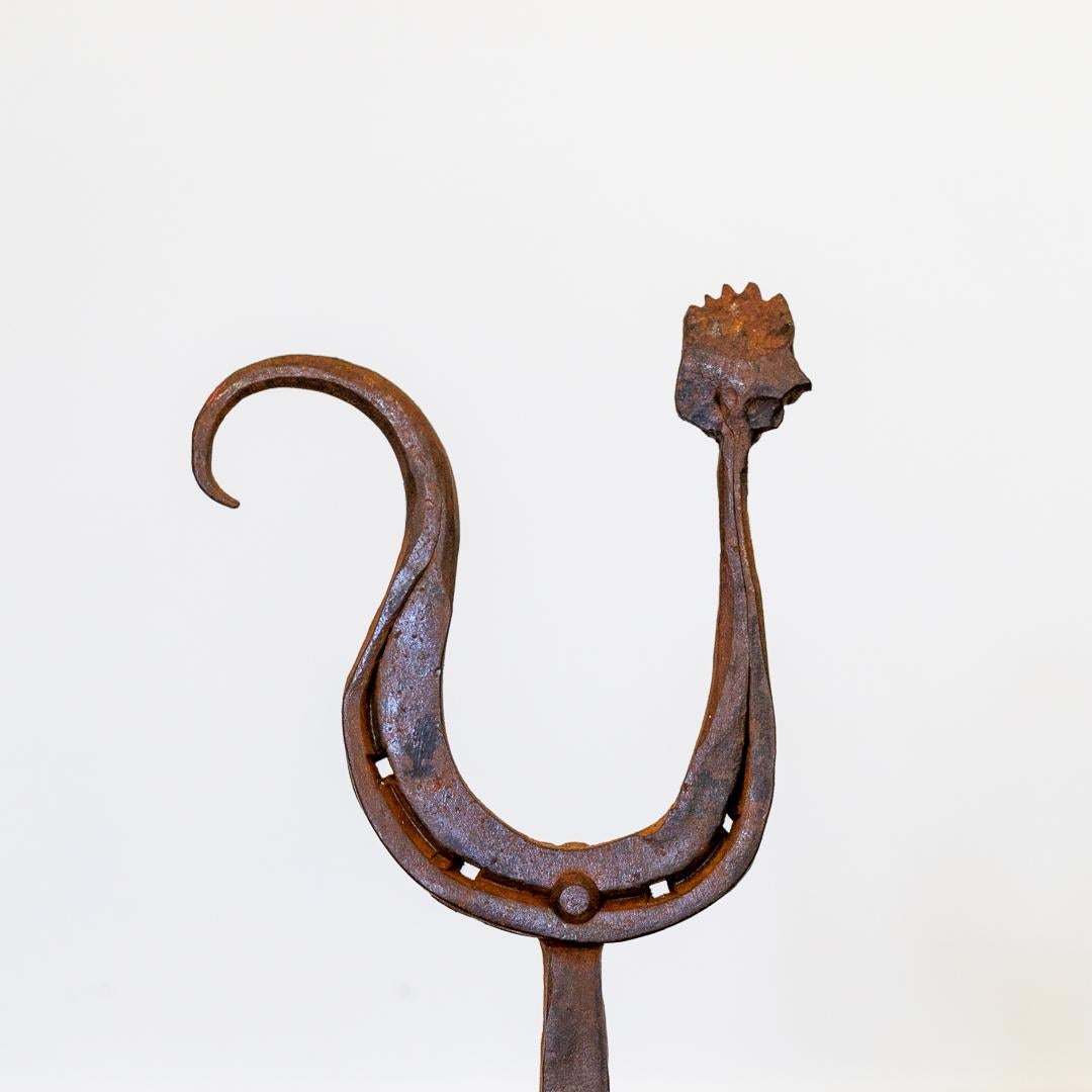 Pair of French Iron Rooster Andirons by Atelier Marolles For Sale 4