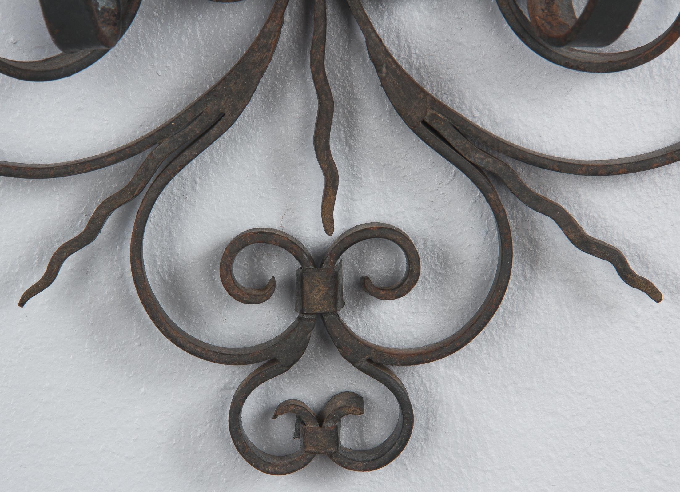 Pair of French Iron Sconces, 1940s 14