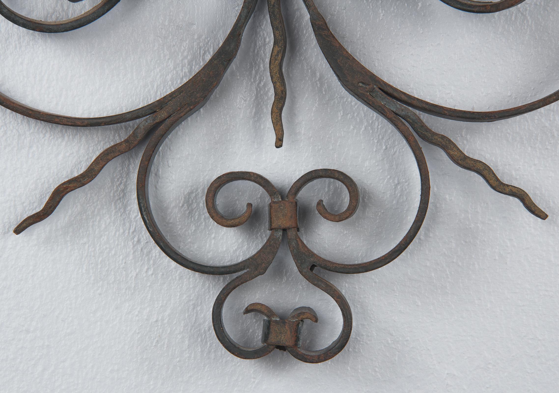 Pair of French Iron Sconces, 1940s 3