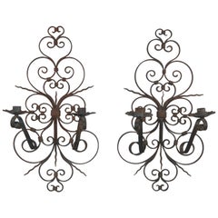 Vintage Pair of French Iron Sconces, 1940s