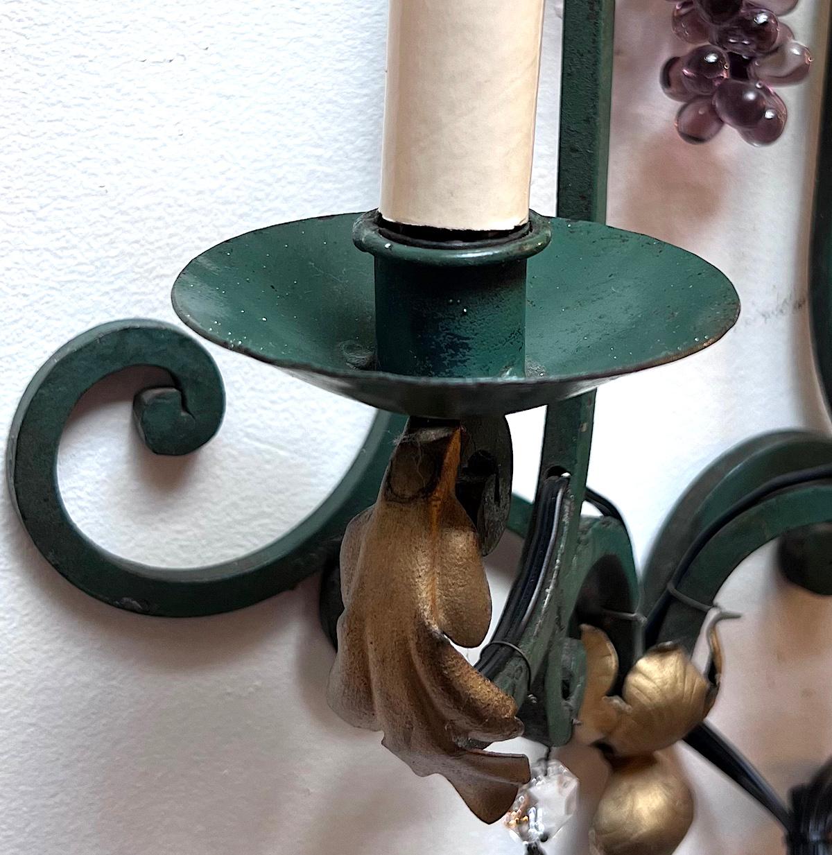 Gilt Pair of French Iron Sconces For Sale