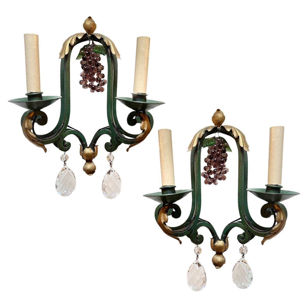 Pair of French Iron Sconces For Sale